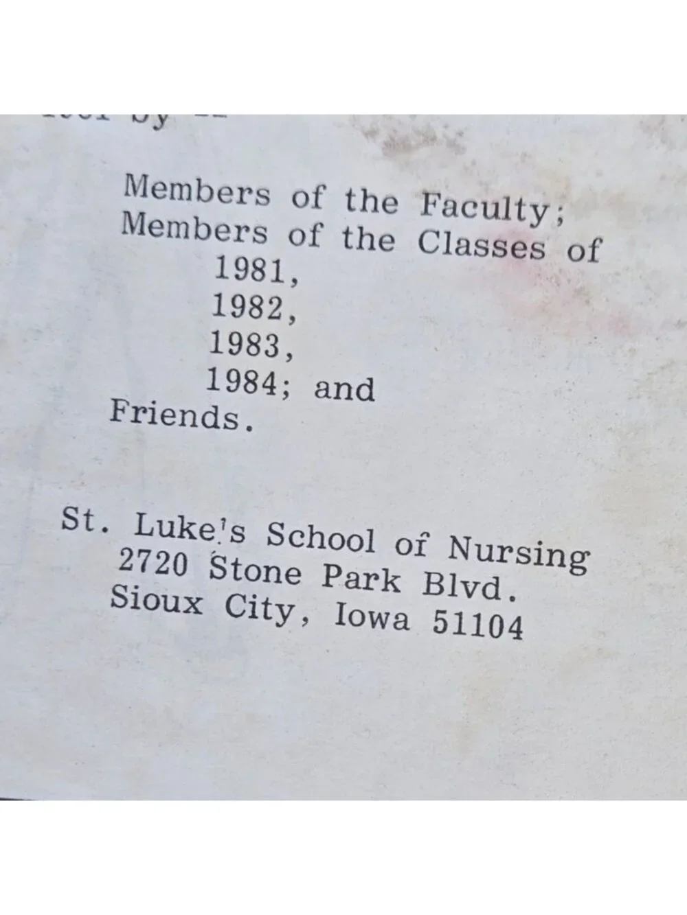 St Lukes School Of Nursing Cookbook Recipe Book Sioux City Iowa 1980s AS IS